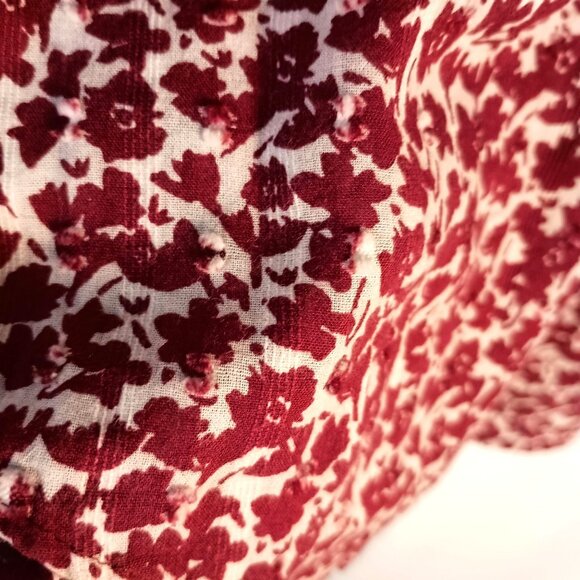 LOFT Red Floral Peasant Blouse Women’s M Long Sleeve Boho Top Excellent - Picture 5 of 7